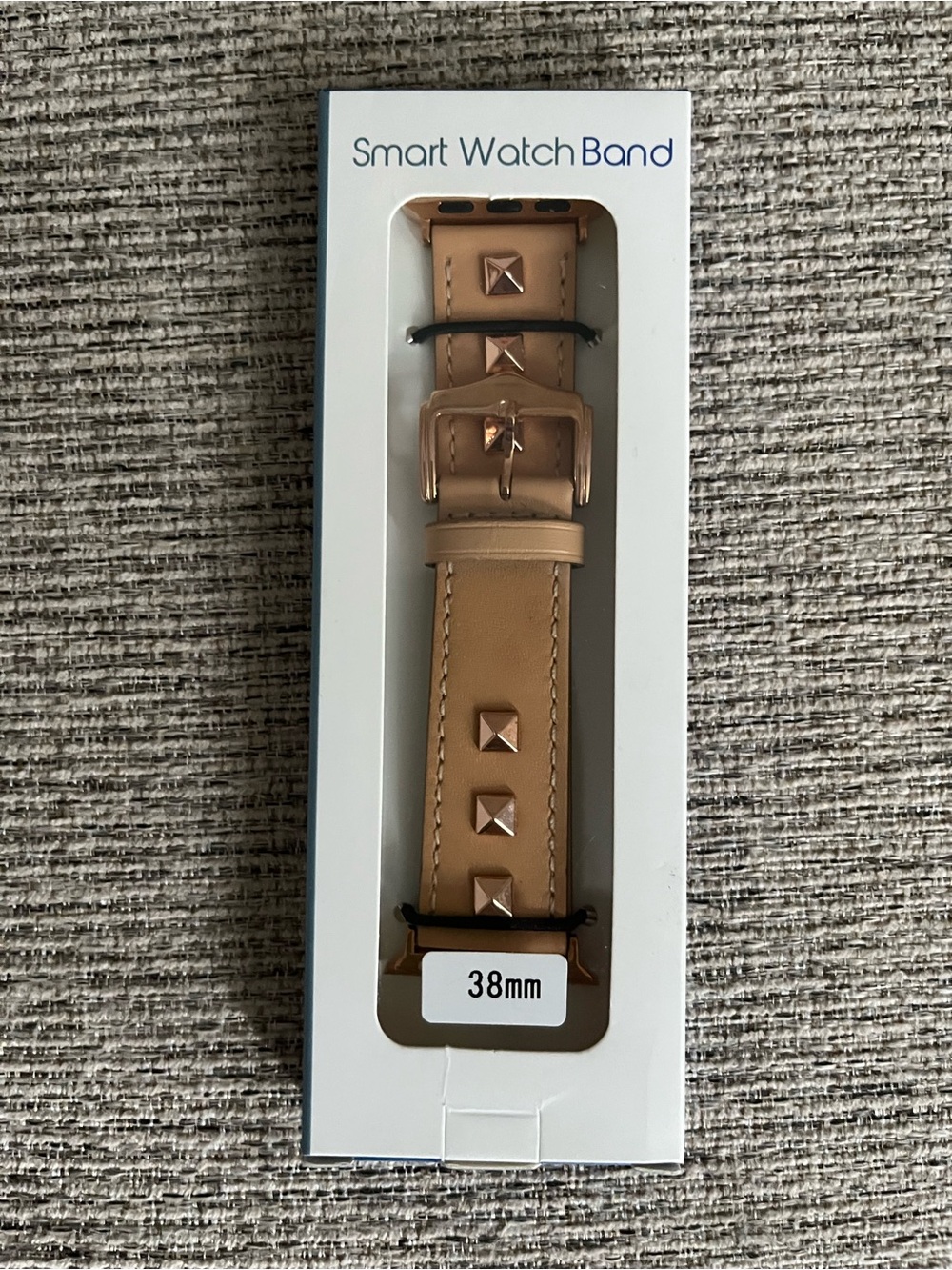 Tan Studded Leather-Style 38mm Smart Watch Band